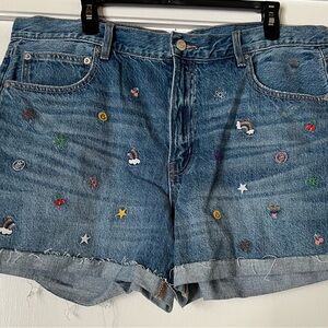 American Eagle Outfitters Blue Jean Shorts Distressed Cuffed